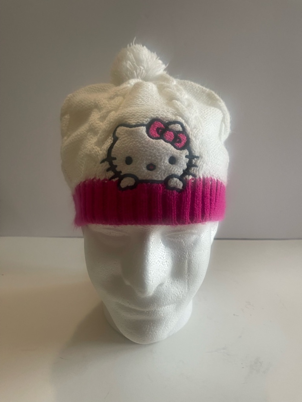 Hello Kitty Sanrio White Beanie Winter Headwear Beanie One Size